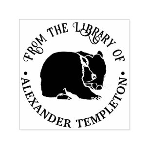 Australischer Wombat-Silhouette-Bibliotheksbuchnam Permastempel