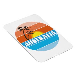 Australisches 80er Sonnenuntergang Retro-Logo Magnet
