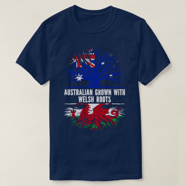 Australisches Anbau mit walisischer Roots-Australi T-Shirt (Design vorne)