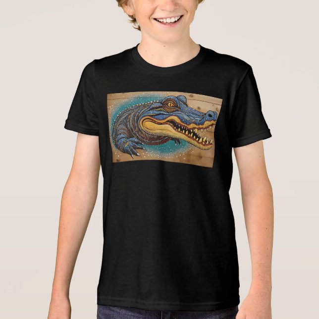 Australisches Crocodile Art Design Tri-Blend Shirt (Vorderseite)