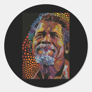 Australisches Dot Art Portrait Artwork of Runder Aufkleber