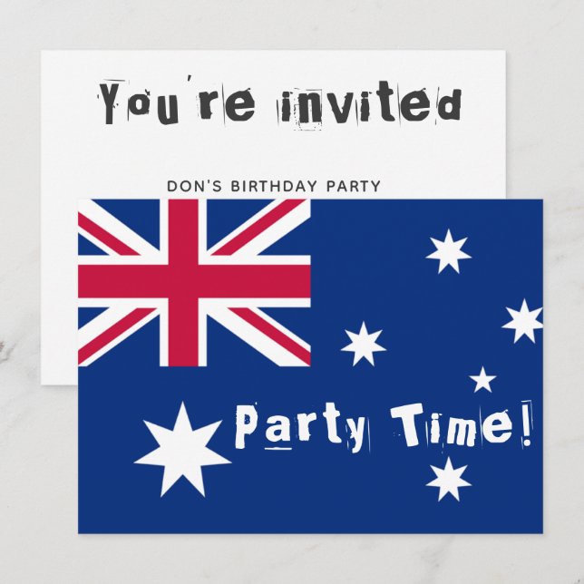 Australisches Flag Party Anpassbare Einladungen (Vorne/Hinten)