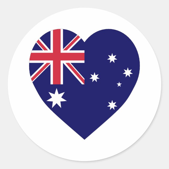 Australisches Flaggenherz Runder Aufkleber (Vorderseite)