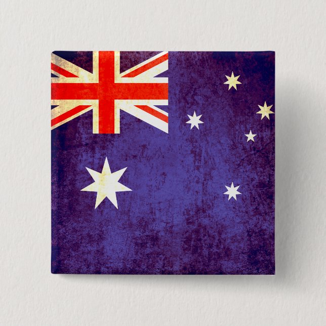 Australisches Flaggenknopf-Abzeichen in rotem Button (Vorderseite)