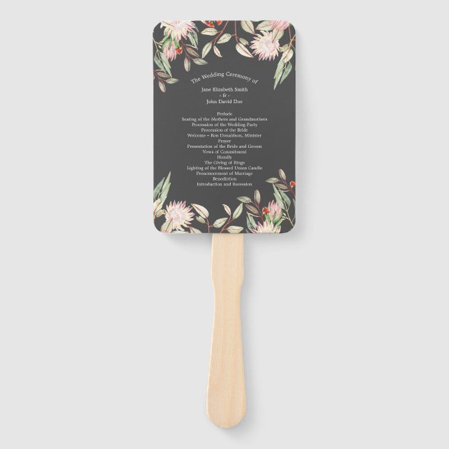 Australisches Floral Rustic Wedding Gray Programm Fächer (Vorderseite)