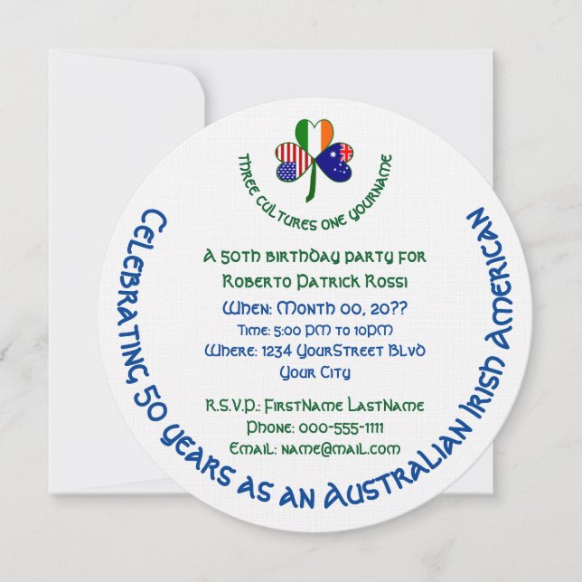 Australisches irisches amerikanisches Kleeblatt Einladung (Vorderseite)