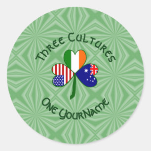 Australisches irisches Kleeblatt Personalisiert Runder Aufkleber