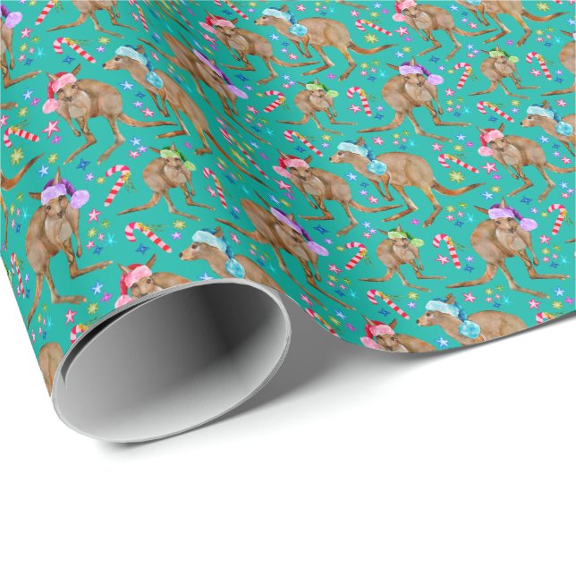 Australisches Kangaroo Weihnachten Geschenkpapier (Rolleneckpunkt)