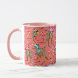 Australisches Kangaroo Weihnachtsrosa Tasse