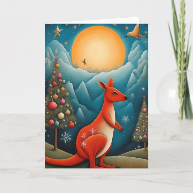 Australisches Känguru Weihnachten Karte (Vorderseite)