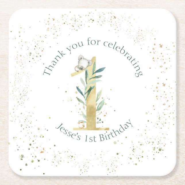 Australisches Koala-Party Rechteckiger Pappuntersetzer (Vorderseite)