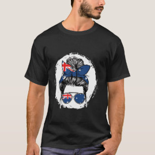 Australisches Mädchen-Bun Australien-Flagge Lustig T-Shirt