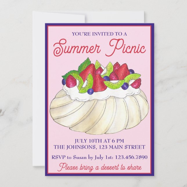 Australisches Pavlova Fruit Meringue Dessert Food Einladung (Vorderseite)