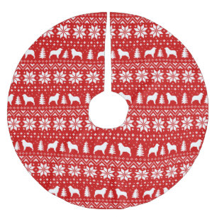 Australisches Schäfer-Silhouette-Weihnachtsmuster Polyester Weihnachtsbaumdecke