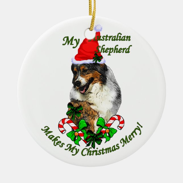 Australisches Schäfer-Weihnachten Keramikornament (Vorne)