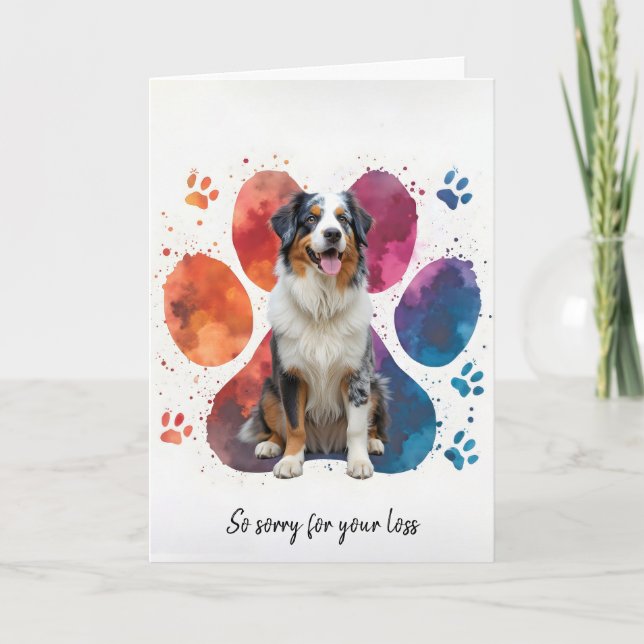 Australisches Shepherd Dog Pet Beileid Karte (Vorderseite)