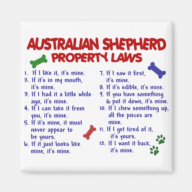 AUSTRALISCHES SHEPHERD-Eigentumsrecht 2 Magnet (Vorne)