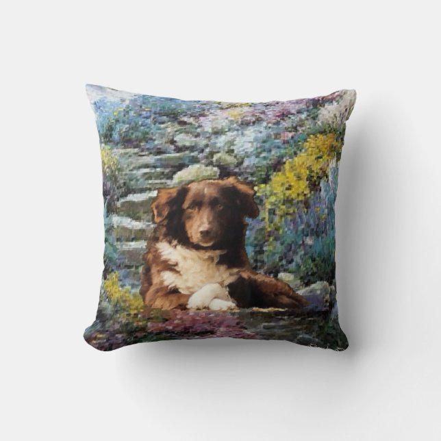 Australisches Shepherd Geem Summer Garden Kissen (Vorderseite)