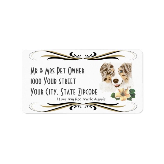 Australisches Shepherd Red Merle Address Label Adressaufkleber (Vorne)