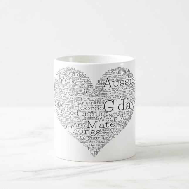 Australisches Slang-Herz Kaffeetasse (Mittel)