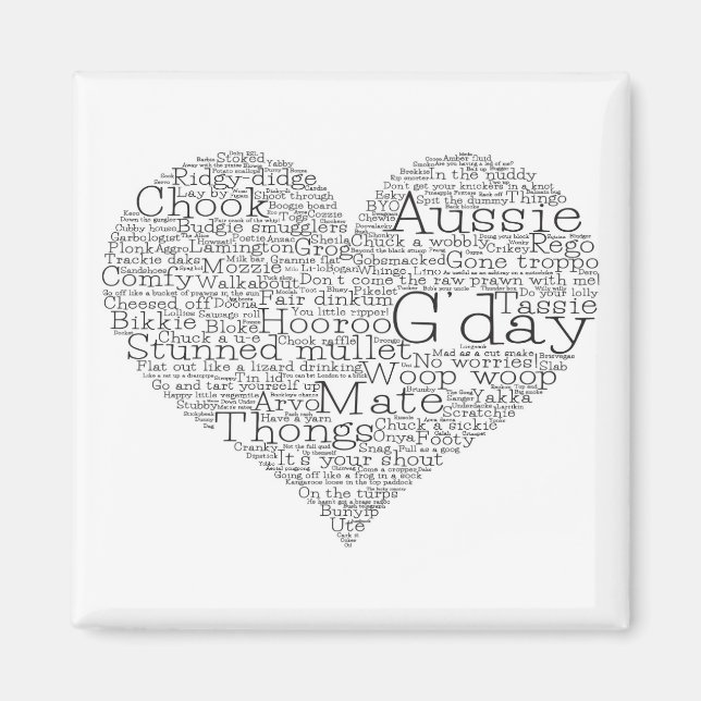 Australisches Slang-Herz Magnet (Vorne)