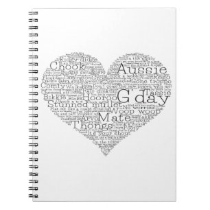 Australisches Slang-Herz Notizblock