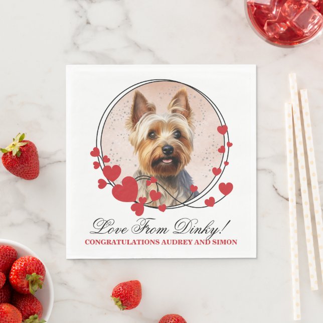 Australisches Terrier Red Heart Wedding Dog Foto Serviette (Beispiel)