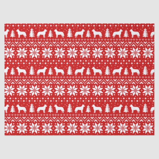Australisches Vieh-Hundeweihnachtsmuster-Rot Seidenpapier (Vorderseite)