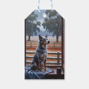 Australisches Vieh mit Weihnachtsbeleuchtung Ferie Geschenkanhänger