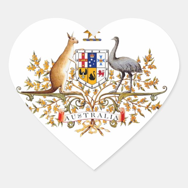 australisches Wappen Herz-Aufkleber (Vorderseite)