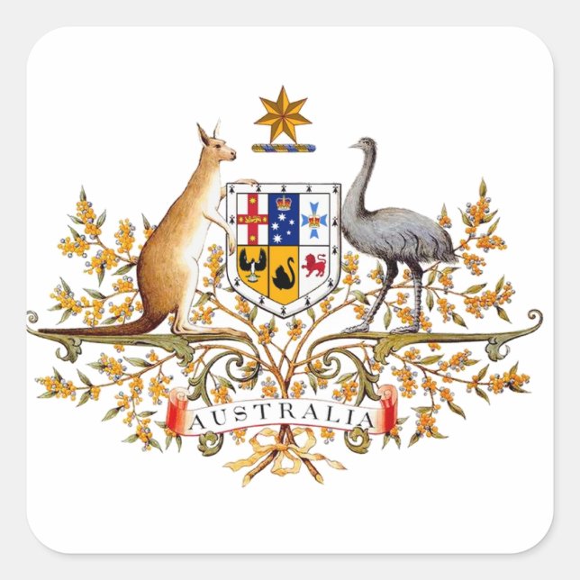 australisches Wappen Quadratischer Aufkleber (Vorderseite)