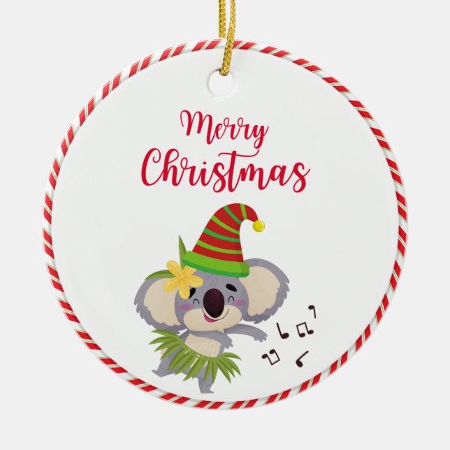 Australisches Weihnachtsfest Niedlich Dancing Koal Keramik Ornament (Vorne)
