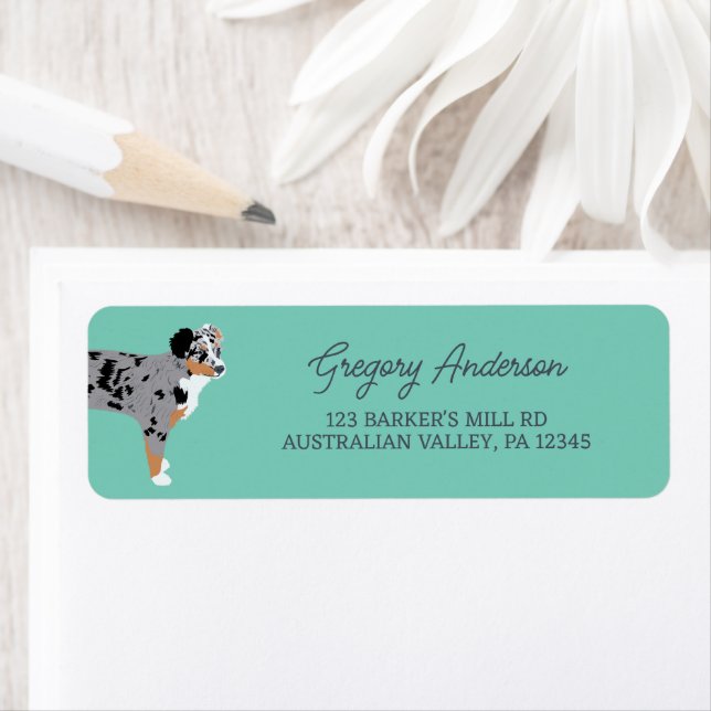 Australisn Shepherd Dog Aussie Return Address (Insitu)