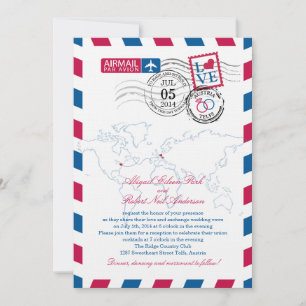 Austria Airmail Heart Wedding Einladung