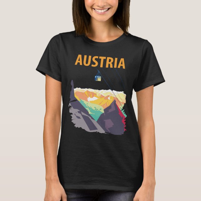 Austria Alpine Cable Car Vista T-Shirt de voyage (Devant)