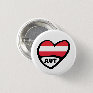 Austria Country Code Flag Herz Button Abzeichen, A