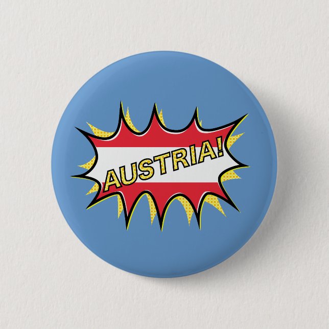 Austria Flag Kapow Comic Style Star Button (Vorderseite)