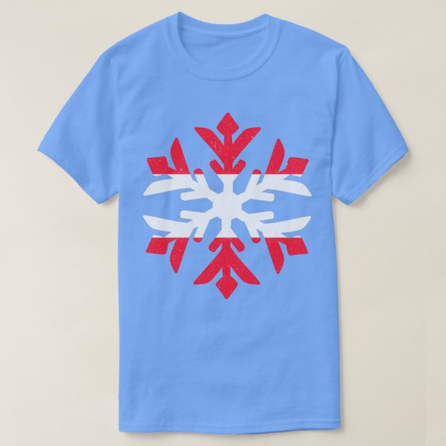 Austria Flag Winter Snowflake Design T-Shirt (Design vorne)