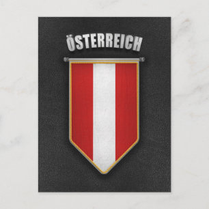 Austria Pennant mit hochwertigem Lederlook Postkarte
