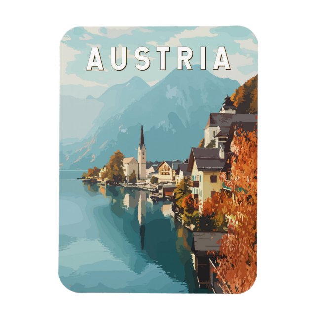 Austria Travel Art Vintag Magnet (Vertikal)
