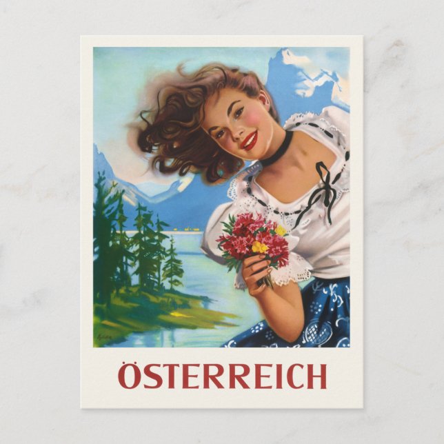 Austria Vintage Poster Postkarte (Vorderseite)