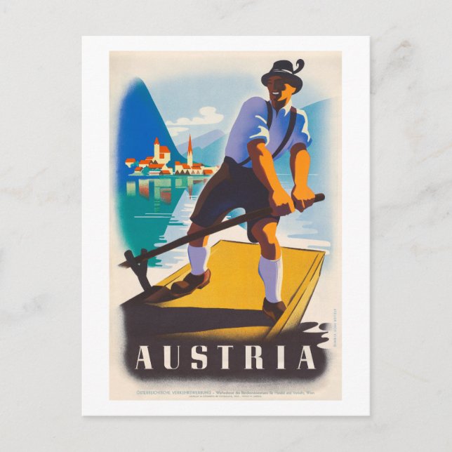 Austria Vintage Travel Poster 1935 Postkarte (Vorderseite)