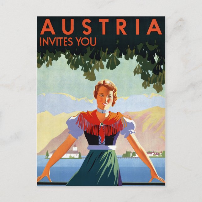 Austria Vintage Travel Poster Postkarte (Vorderseite)