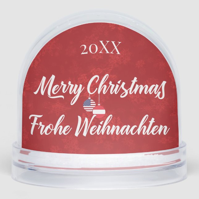 Austrian American Merry Christmas Schneekugeln (Vorderseite)