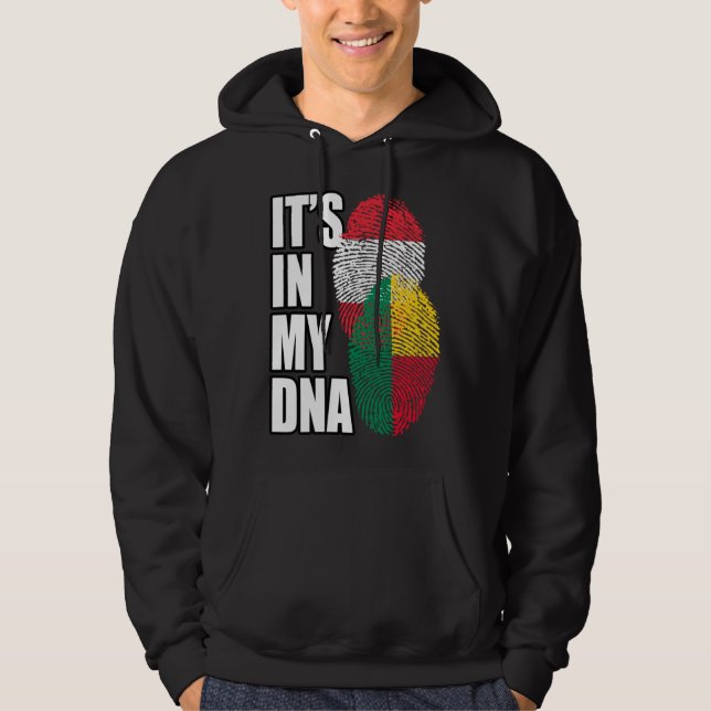 Austrian And Beninese Mix DNA Flag Heritage Hoodie (Vorderseite)