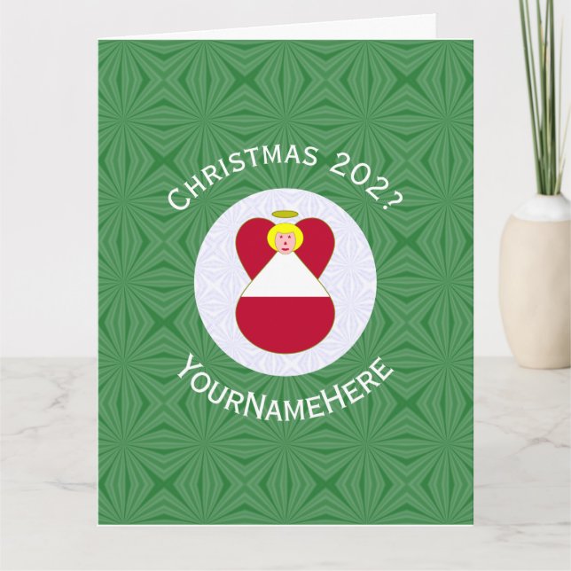 Austrian Angel Christmas Flag Personalisiert Karte (Vorderseite)