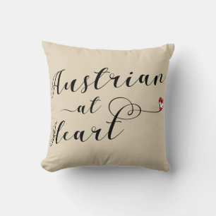 Austrian at Heart Throw Cushion, Österreich Kissen