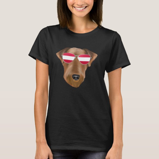 Austrian Flag Airedale Terrier Dog Austria Pocket T-Shirt (Vorderseite)
