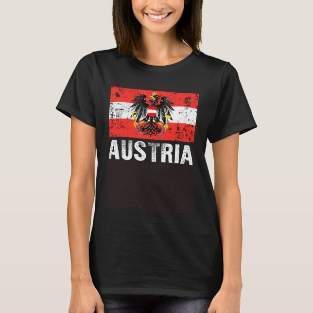 Austrian Flag Austria Vienna Land der Berge Eagle T-Shirt (Vorderseite)