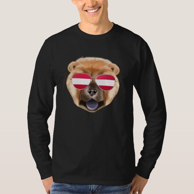 Austrian Flag Chow Chow Dog Austria Pocket T-Shirt (Vorderseite)